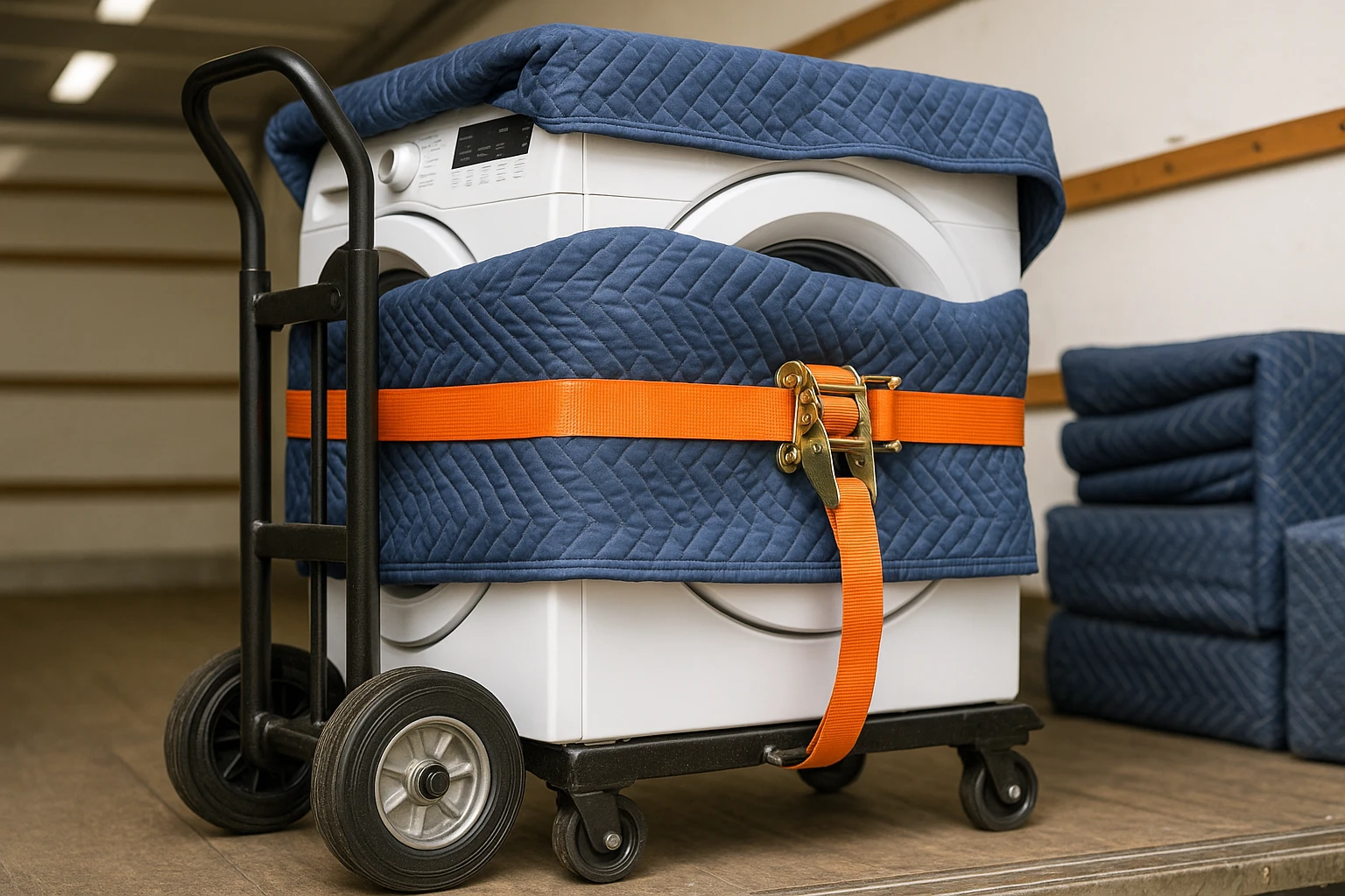 Using an appliance dolly to safely move a washing machine