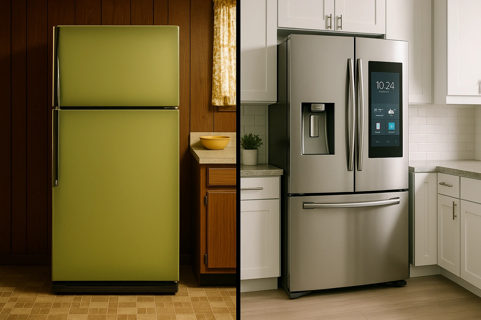 A graphic comparing the lifespan of modern vs vintage appliances