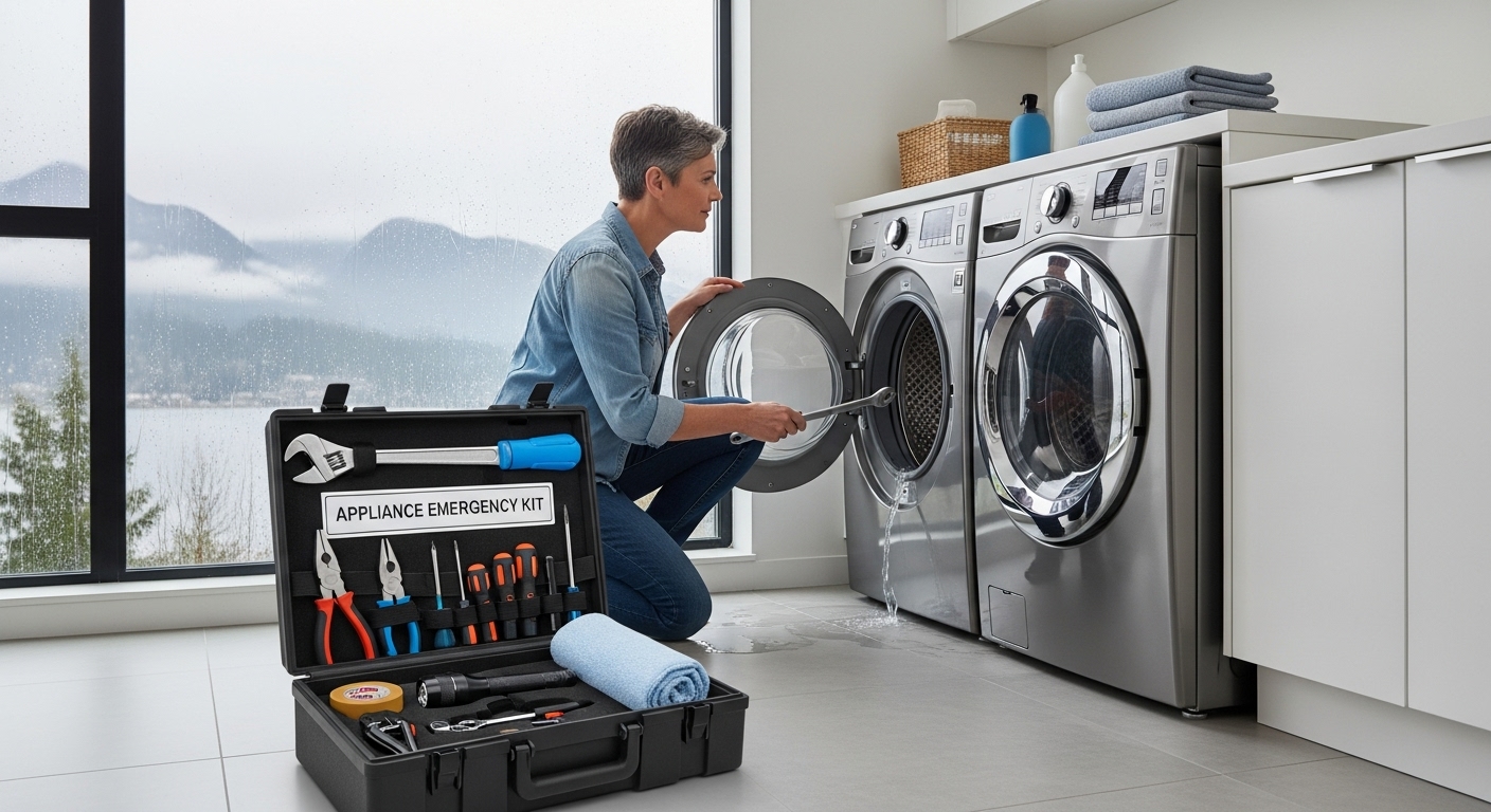A well-organized appliance emergency kit for Burnaby homeowners.