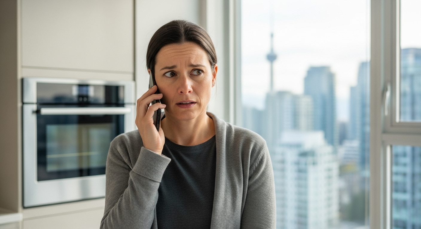 Burnaby homeowner receiving a scam call about appliance warranty.
