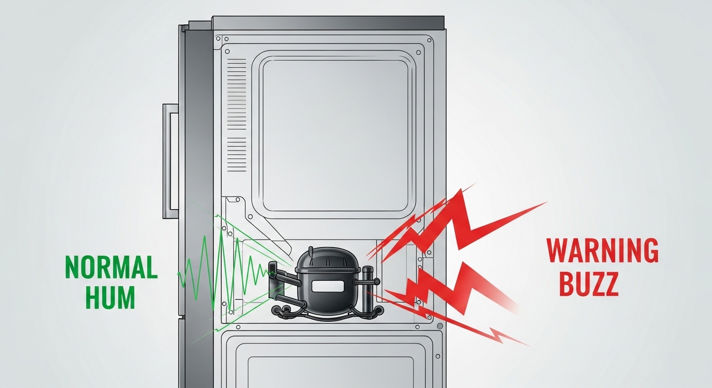 Close-up of a refrigerator compressor for sound diagnosis