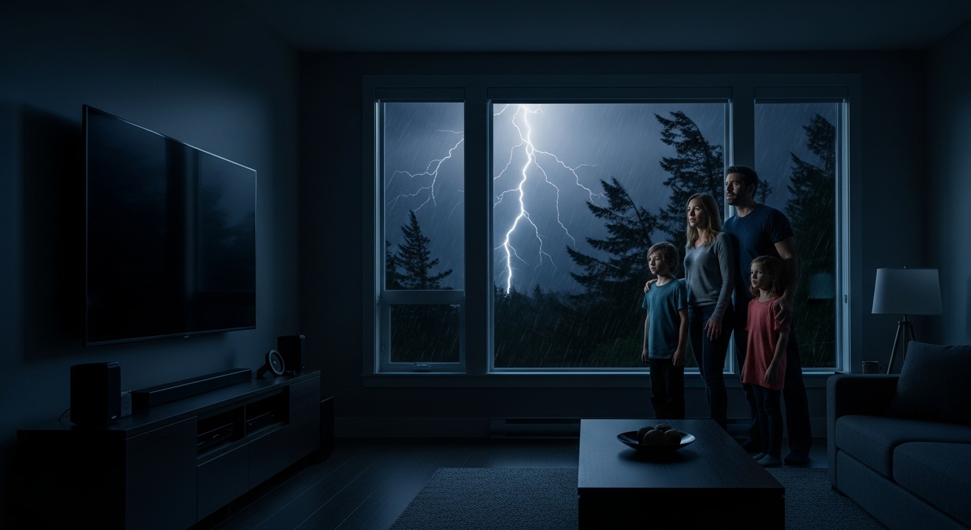 Darkened Burnaby home during a power outage