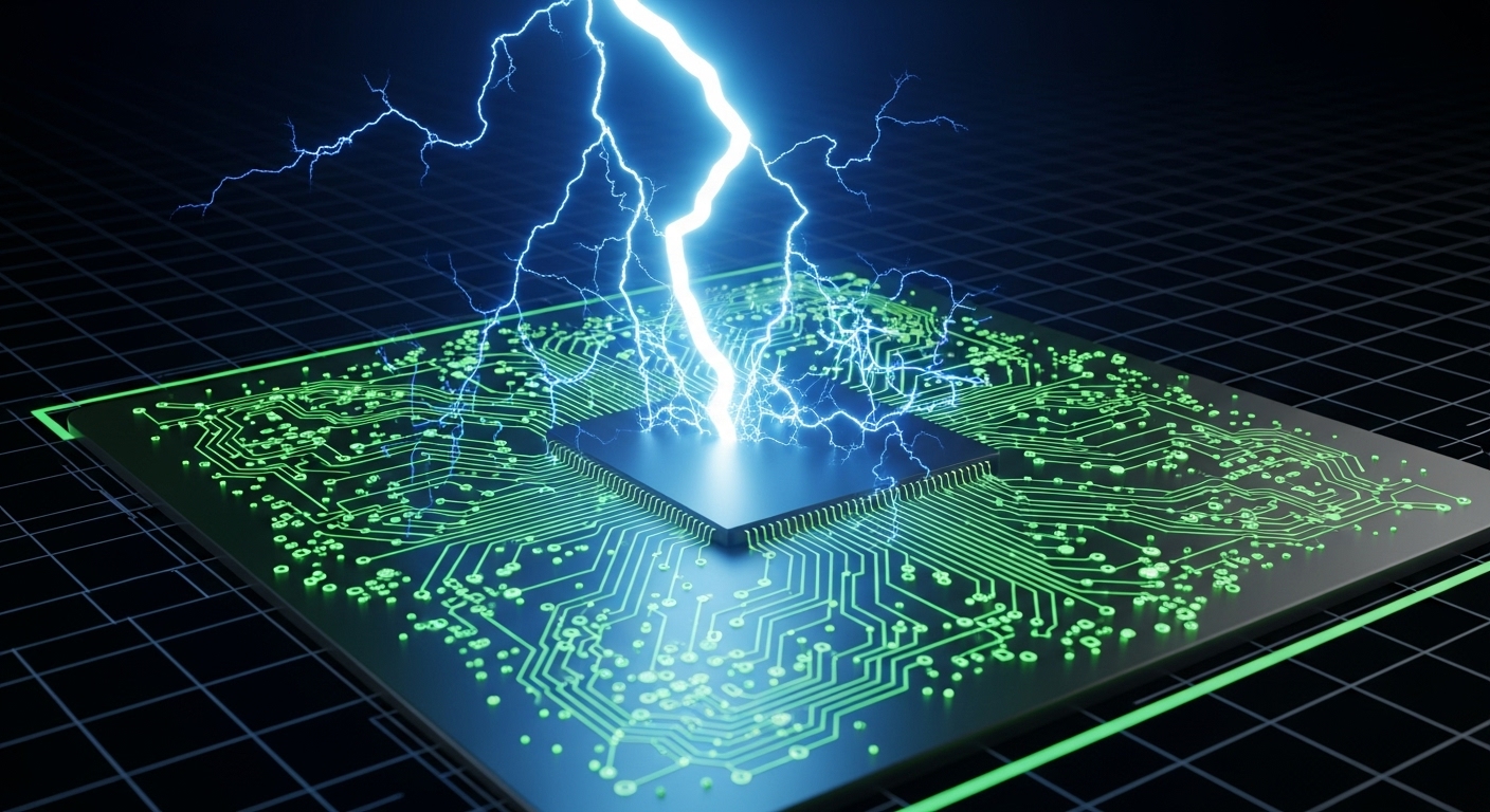 Smart appliance with a digital display showing damage from a power surge