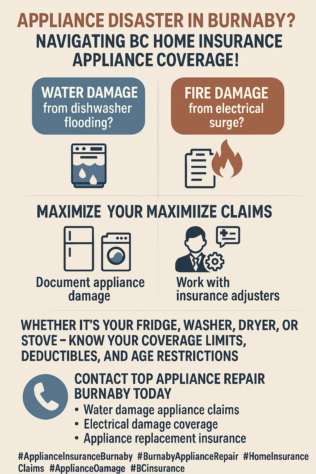 Appliance Insurance Claims Burnaby Key Takeaways Infographic