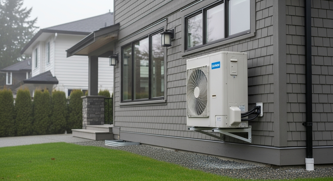 Burnaby residential heat pump installation outdoors