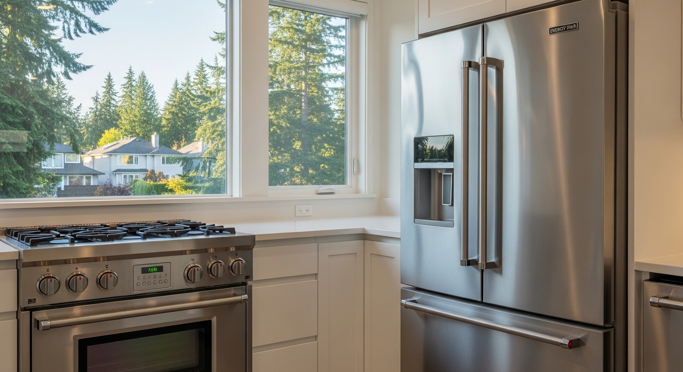 Modern Burnaby kitchen with energy efficient appliances