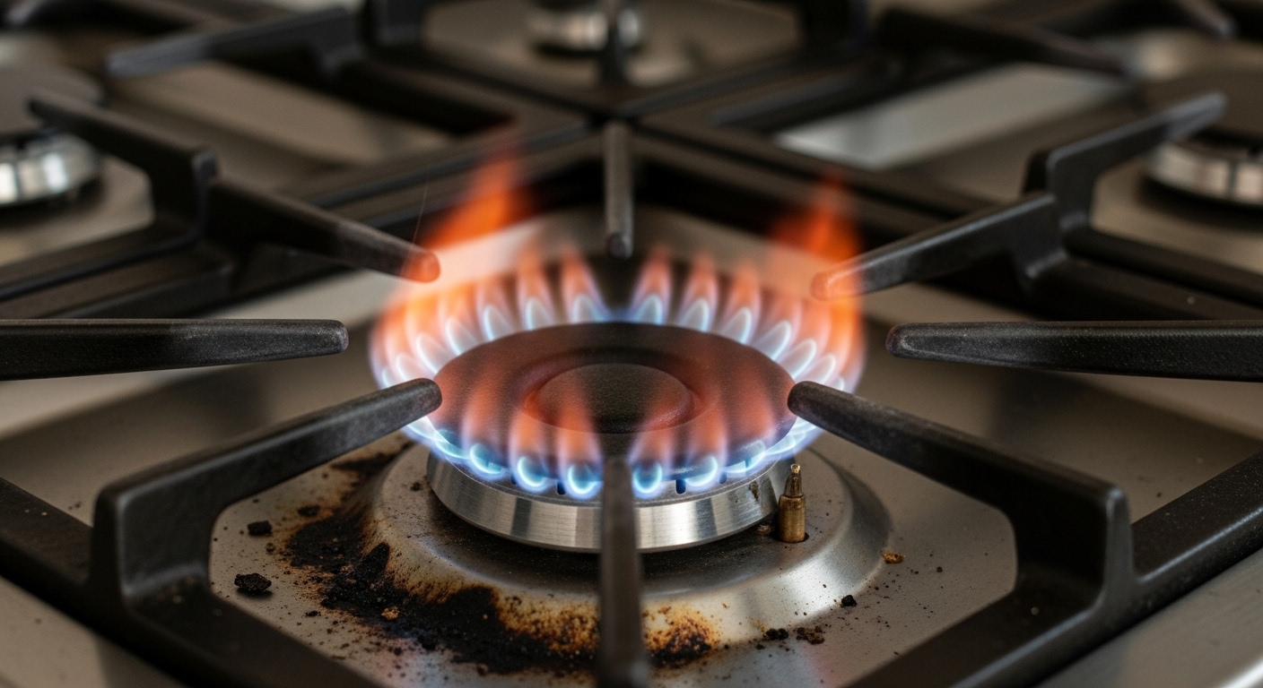 Gas stove orange flame safety warning