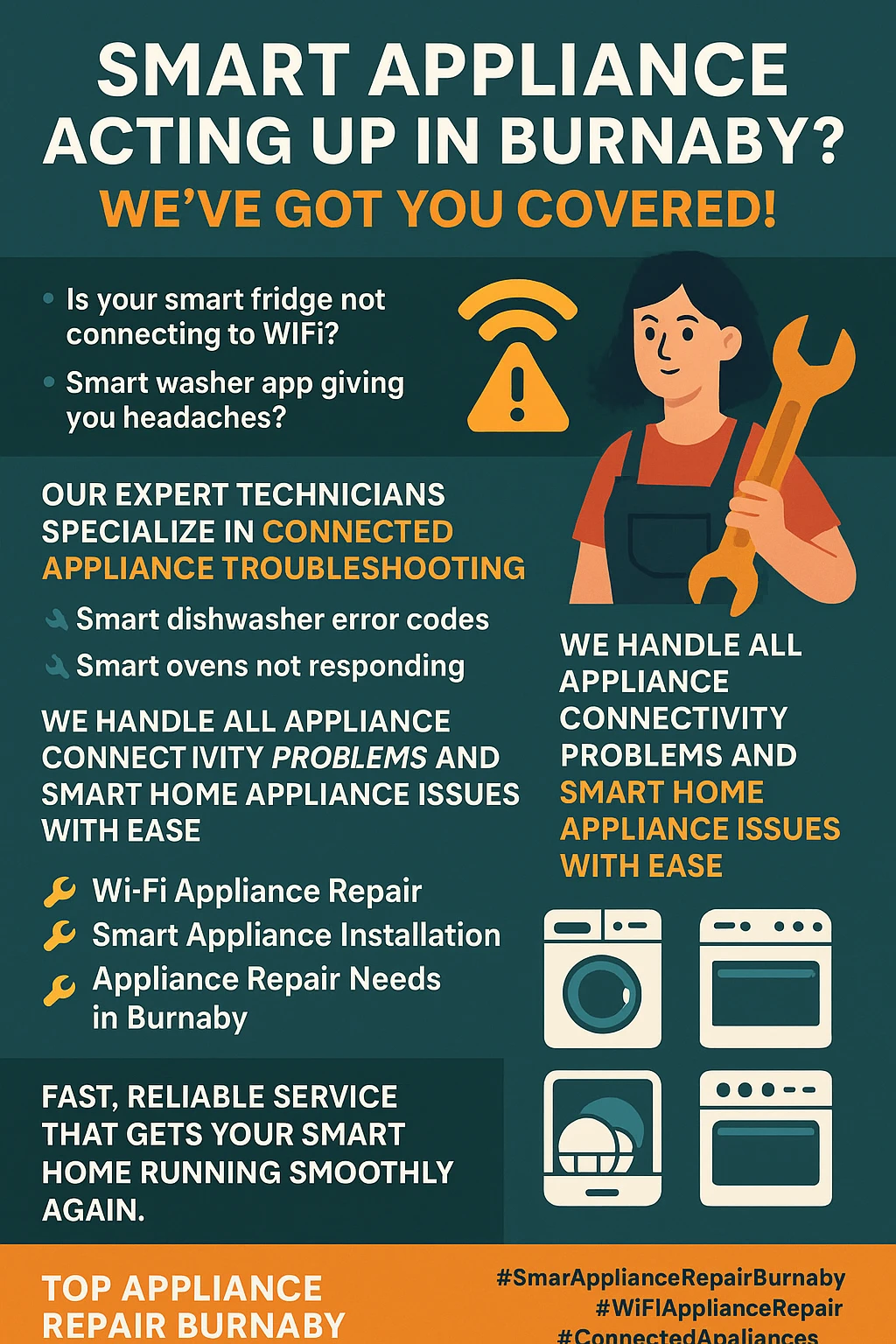 Smart appliance repair Burnaby infographic key takeaways