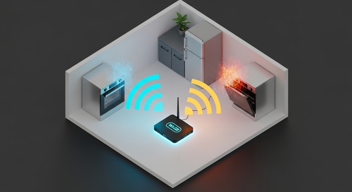 Smart appliance WiFi signal interference concept