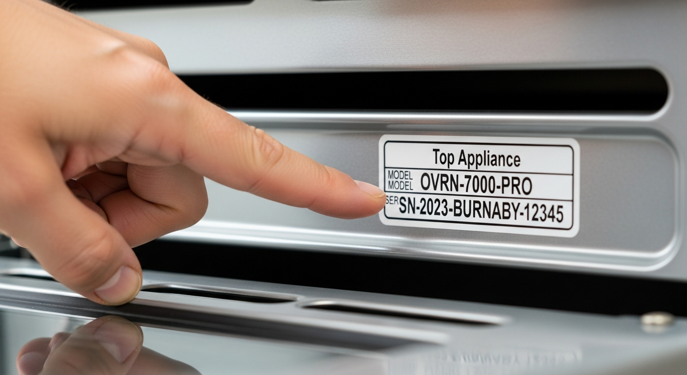 Checking appliance serial number sticker