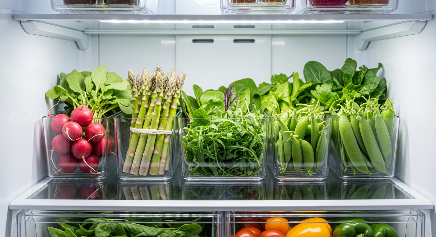 Deep Cleaned Refrigerator Interior Organization