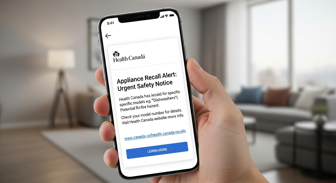Health Canada recall notification mobile alert